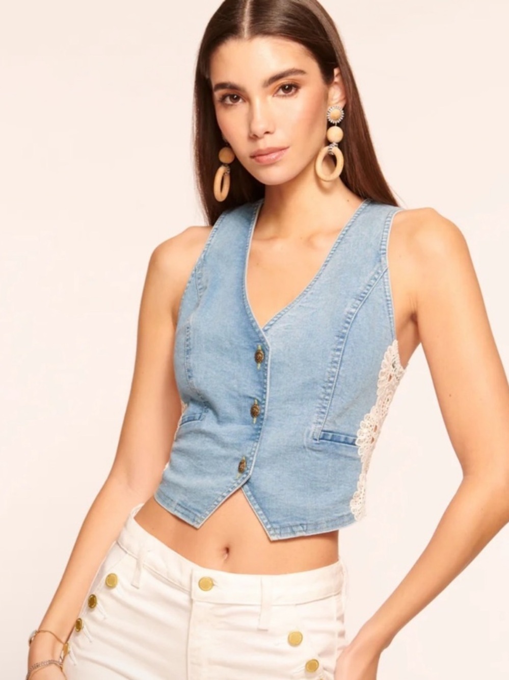 Ramy Brook Ellis Lace Denim Vest NWT